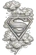 superman logo with clouds tattoo design idea
