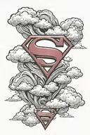 superman logo with clouds tattoo design idea