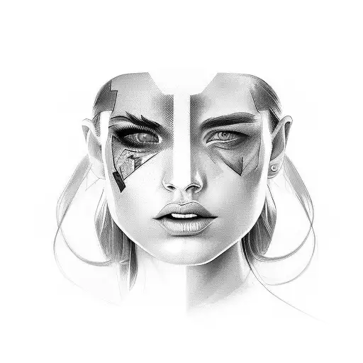 Combine Maddy McGear's face with a sleek sports car for a unique portrait tattoo tattoo design idea