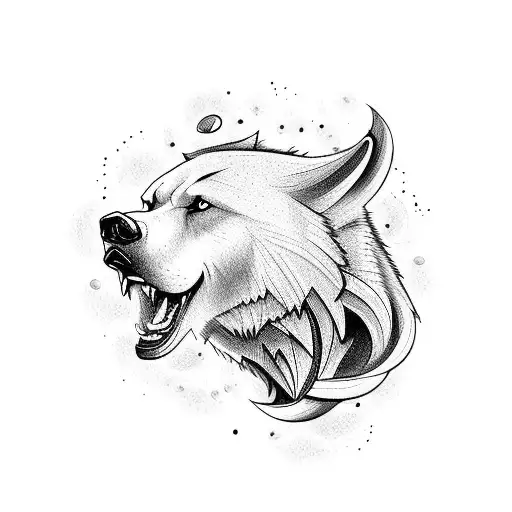 Create a 3/4 arm sleeve in a traditional style of a bear and a wolf fighting with a snake tattoo design idea