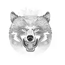 Create a 3/4 arm sleeve in a traditional style of a bear and a wolf fighting with a snake tattoo design idea