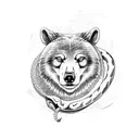 Create a 3/4 arm sleeve in a traditional style of a bear and a wolf fighting with a snake tattoo design idea