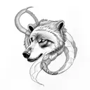 Create a 3/4 arm sleeve in a traditional style of a bear and a wolf fighting with a snake tattoo design idea