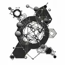 minimalist black work tattoo incorporating the chemical structure of serotonin  tattoo design idea