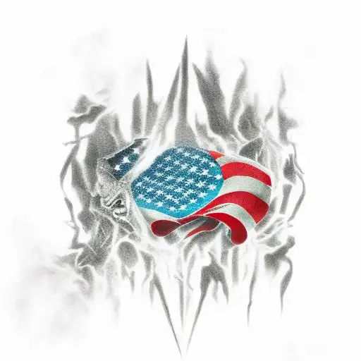 marvel simbiot carnage with american flag tattoo design idea