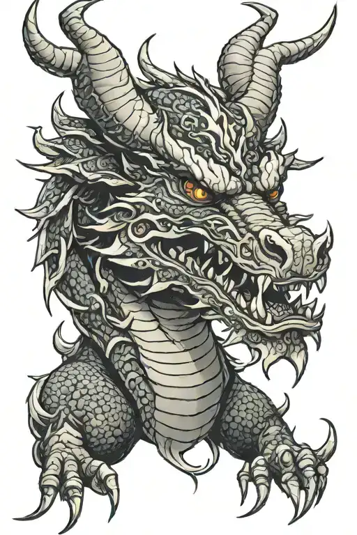 black dragon realistic black bull  tattoo design idea