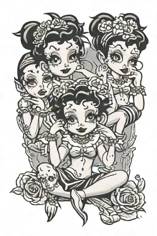 Betty boop speak no evil hear no evil see no evil tattoo design idea