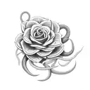 dagger snake flowers tattoo design idea