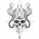 dagger snake flowers tattoo design idea