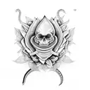 dagger snake flowers tattoo design idea