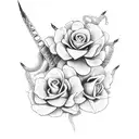 dagger snake flowers tattoo design idea
