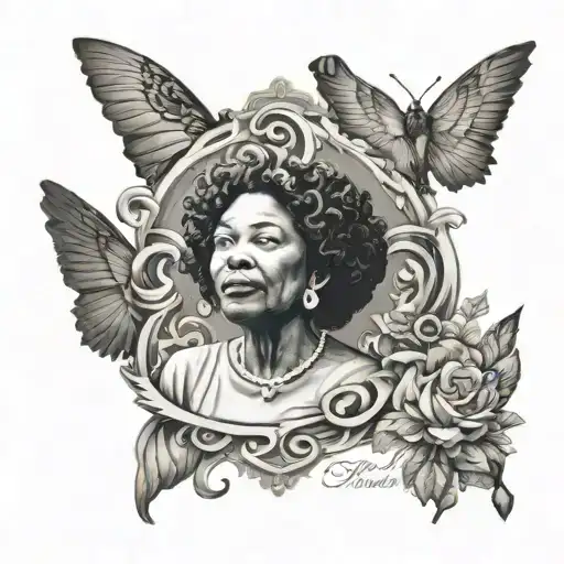 Incorporate quotes from Maya Angelou and Frederick Douglass into a design featuring a symbolic representation of the struggle for equality and justice tattoo design idea