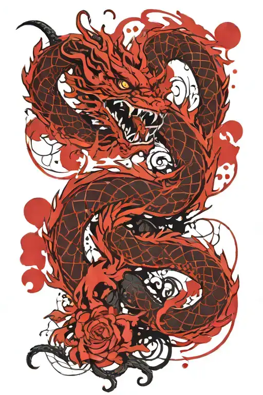 Chinese dragon intertwined tattoo design idea