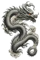 Chinese dragon intertwined with smoke tattoo design idea
