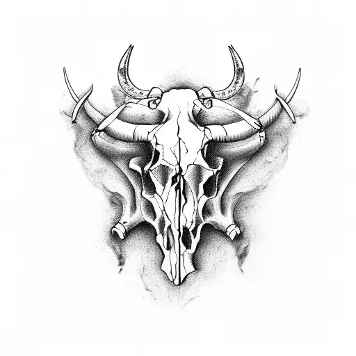 Forearm sleeve bull skull nature tattoo design idea