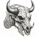 Steer Skull with one set of horns, facing front. tattoo design idea