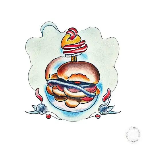 woman wearing a hot dog bun tattoo design idea