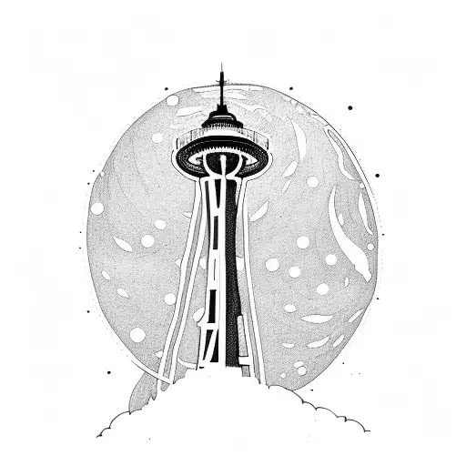 Lighthouse and space needle  tattoo design idea