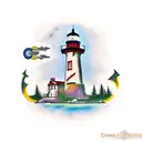Charlevoix Lighthouse and space needle  tattoo design idea
