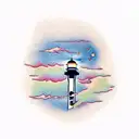 Charlevoix Lighthouse and space needle  tattoo design idea