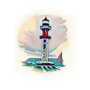 Charlevoix Lighthouse and space needle  tattoo design idea