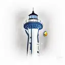 Charlevoix Lighthouse and space needle  tattoo design idea