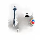 Charlevoix Lighthouse and space needle  tattoo design idea