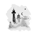 lighthouse and space needle morphed into one  tattoo design idea