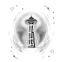 Lighthouse and space needle  tattoo design idea