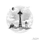 Lighthouse and space needle  tattoo design idea