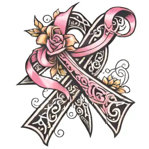 breast cancer ribbon tattoo design idea