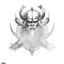 viking ax surrounded by thorns tattoo design idea