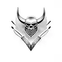 viking ax surrounded by thorns tattoo design idea