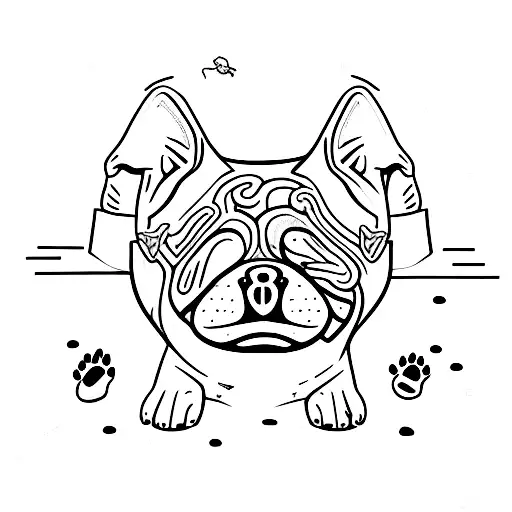 ham with paw and dog face tattoo design idea
