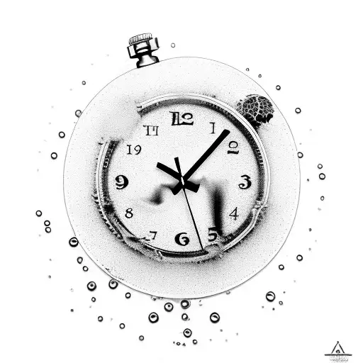 A clock melting into a puddle of liquid time tattoo design idea