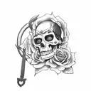 Grim Reaper With Sugar Skull holding hour glass  tattoo design idea