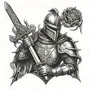medieval knight holding a sword covered in thorns tattoo design idea