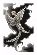 fallen angel wing tattoo design idea