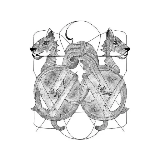 Gemini and Leo zodiac signs combination tattoo design idea