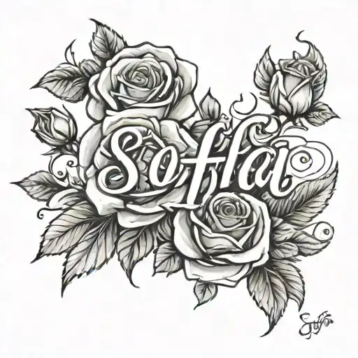 make me a tattoo with the name Sofia made from roses tattoo design idea