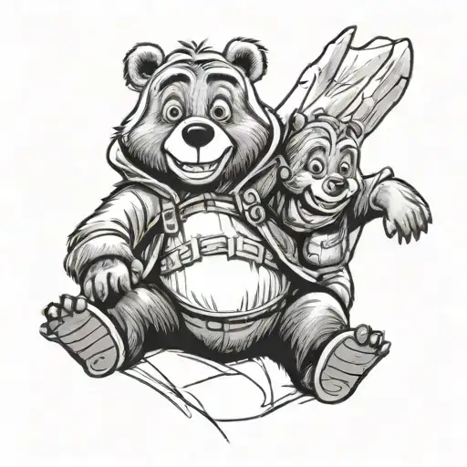 cartoon film masha and the bear in one tattoo design idea