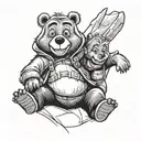 cartoon film masha and the bear in one tattoo design idea