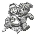 cartoon film masha and the bear in one tattoo design idea