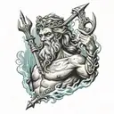 Poseidon holding a trident tattoo design idea