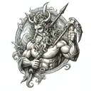 Poseidon holding a trident tattoo design idea