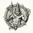 Poseidon holding a trident tattoo design idea