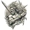 Poseidon holding a trident tattoo design idea