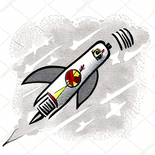 A soldier flies on a rocket tattoo design idea