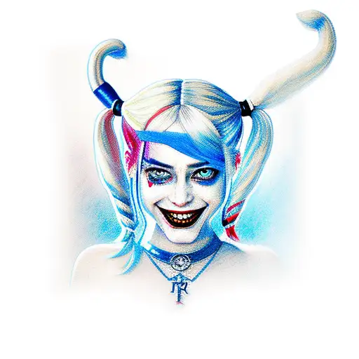 Harley Quinn with blue eyes. tattoo design idea