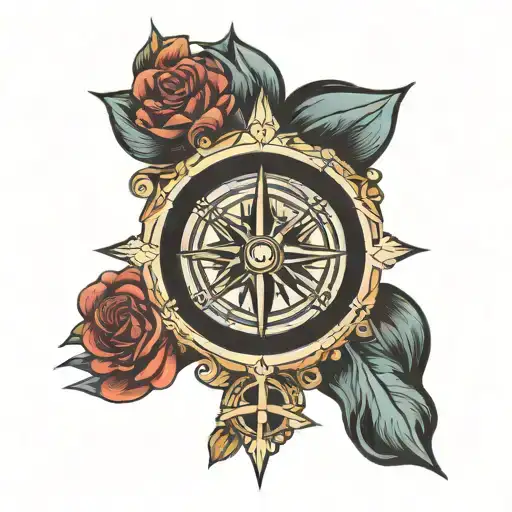 compass cross tattoo design idea